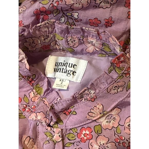 Unique Vintage Purple Floral Sweet Delight Prairie Dress XS NWOT - Picture 2 of 2
